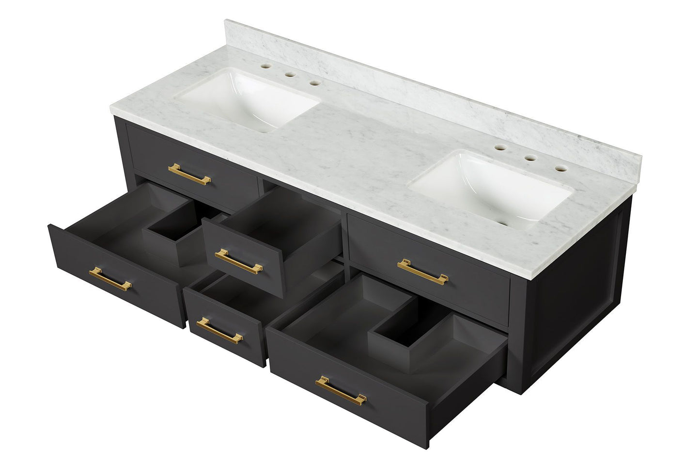 Lexora Collection Castor 72 inch Double Bath Vanity and Carrara Marble Top - Luxe Bathroom Vanities