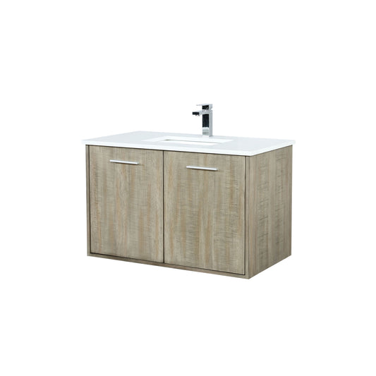 Lexora Collection Fairbanks 36 inch Rustic Acacia Bath Vanity, Cultured Marble Top and Faucet Set - Luxe Bathroom Vanities