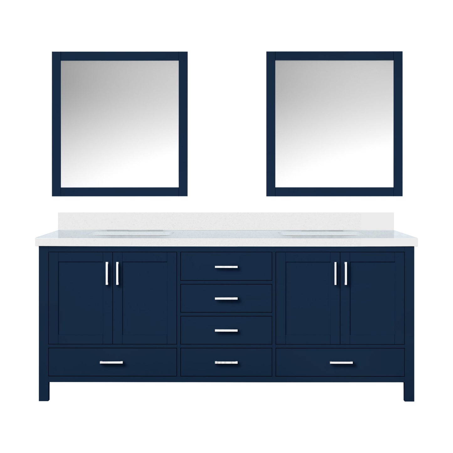 Lexora Collection Jacques 80 inch Double Bath Vanity, Top, and 30 inch Mirrors - Luxe Bathroom Vanities