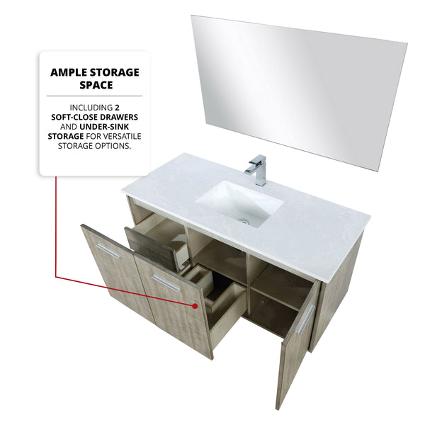 Lexora Collection Fairbanks 48 inch Rustic Acacia Bath Vanity, Cultured Marble Top and Faucet Set - Luxe Bathroom Vanities