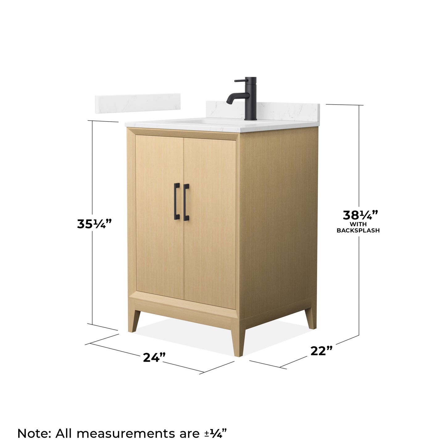 Wyndham Janna 24 Inch Single Bathroom Vanity in White Oak - Luxe Bathroom Vanities