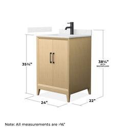 Wyndham Janna 24 Inch Single Bathroom Vanity in White Oak - Luxe Bathroom Vanities