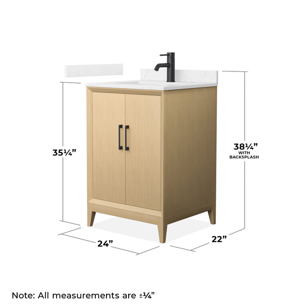 Wyndham Janna 24 Inch Single Bathroom Vanity in White Oak - Luxe Bathroom Vanities