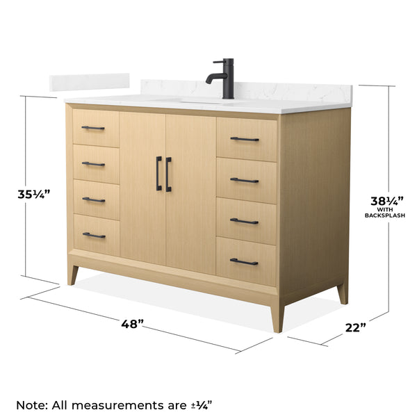 Wyndham Janna 48 Inch Single Bathroom Vanity in White Oak - Luxe Bathroom Vanities