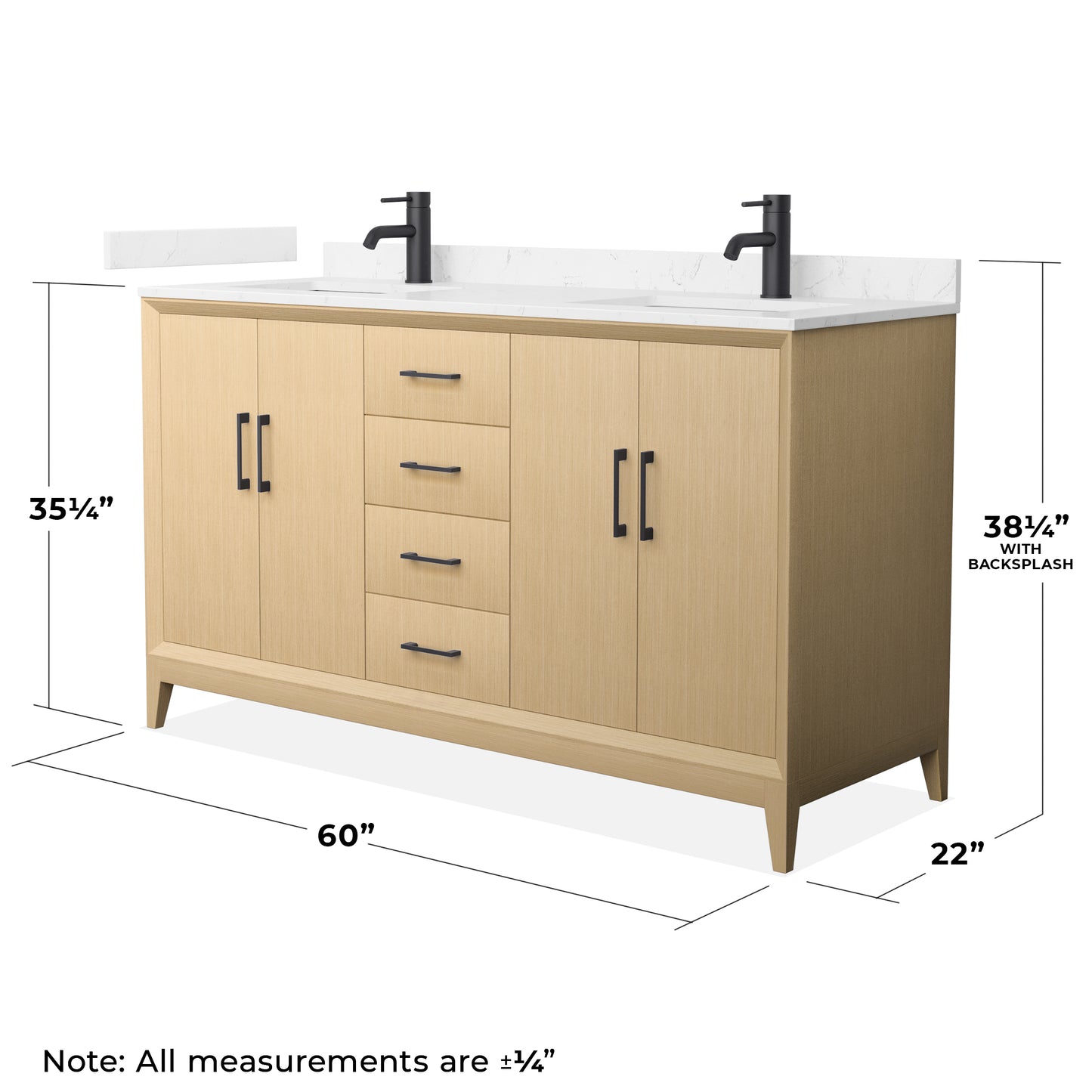 Wyndham Janna 60 Inch Double Bathroom Vanity in White Oak - Luxe Bathroom Vanities