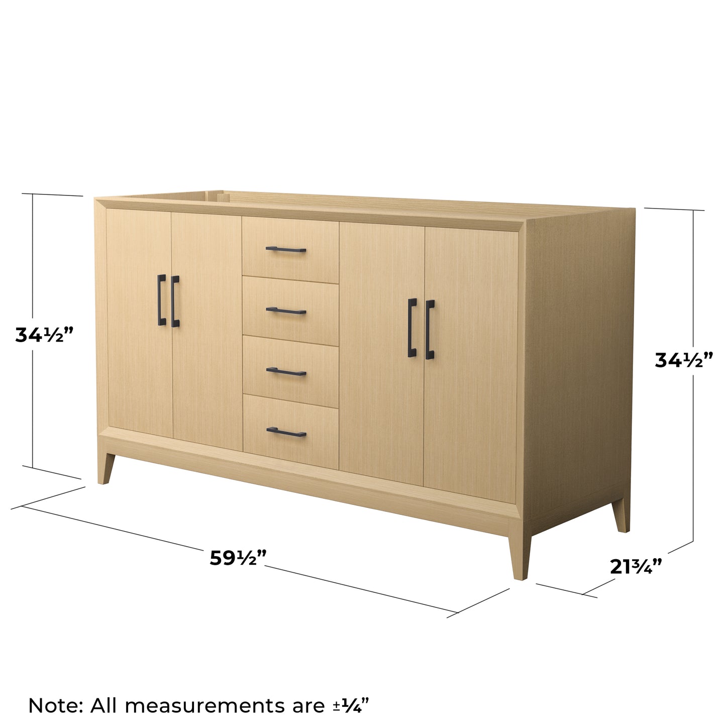 Wyndham Janna 60 Inch Double Bathroom Vanity in White Oak No Countertop No Sink - Luxe Bathroom Vanities