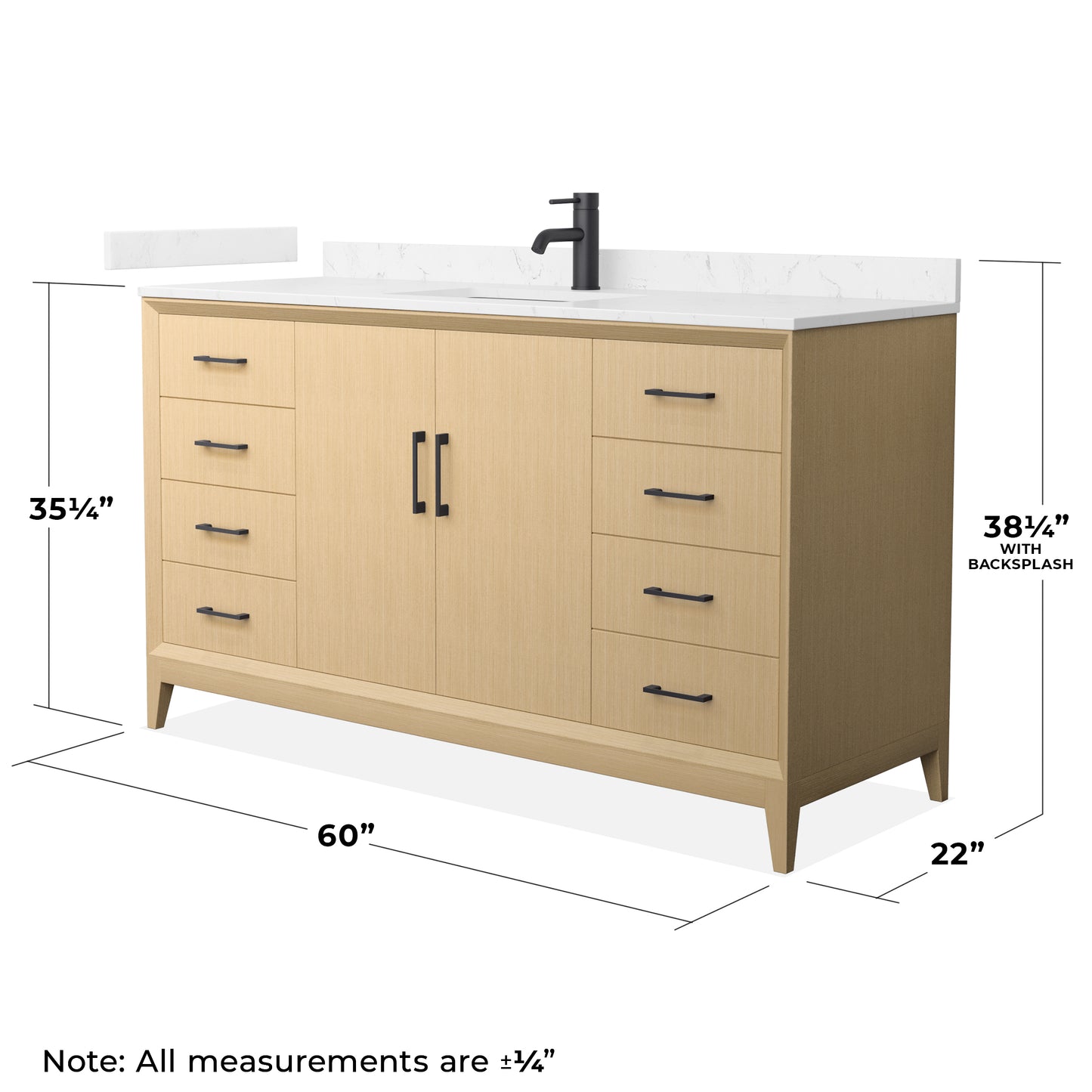 Wyndham Janna 60 Inch Single Bathroom Vanity in White Oak - Luxe Bathroom Vanities