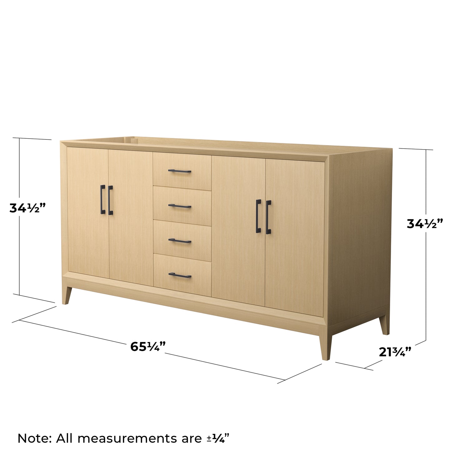 Wyndham Janna 66 Inch Double Bathroom Vanity in White Oak No Countertop No Sink - Luxe Bathroom Vanities
