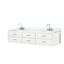 Lexora Collection Castor 84 inch Double Bath Vanity and Carrara Marble Top - Luxe Bathroom Vanities