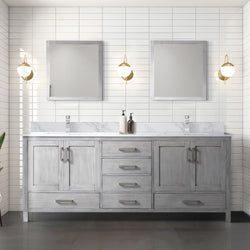 Lexora Collection Jacques 84 inch Double Bath Vanity, Top, and Faucet Set - Luxe Bathroom Vanities