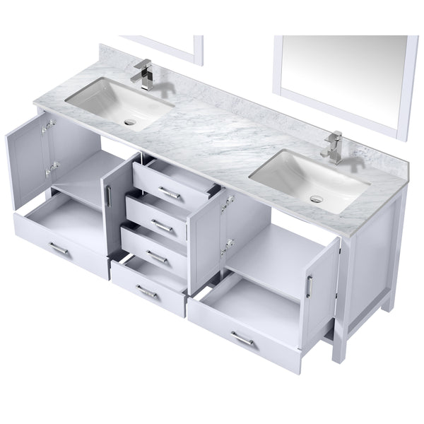 Lexora Collection Jacques 80 inch Double Bath Vanity, Top, Faucet Set, and 30 inch Mirrors - Luxe Bathroom Vanities