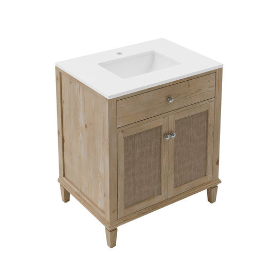 Fresca Cora 30" Freestanding Bathroom Cabinet with Top & Sink in Sunlit Fir