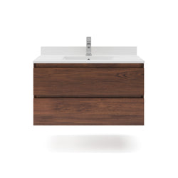 Fresca Formosa Warm Walnut Wall Hung Modern Bathroom Cabinet with Top & Sink