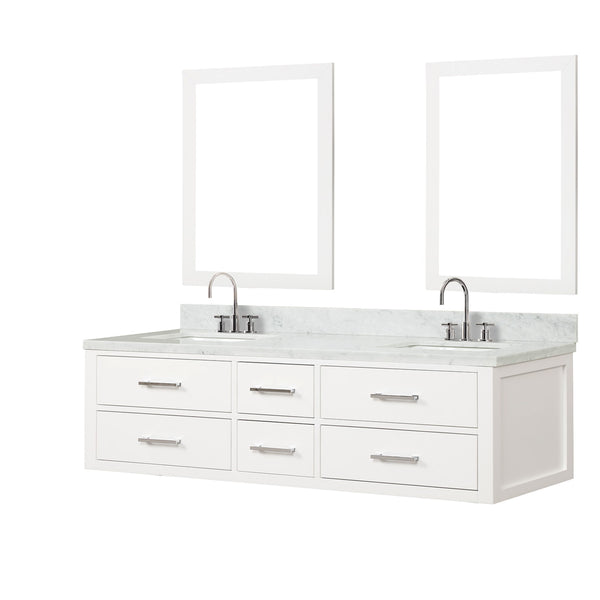 Lexora Collection Castor 72 inch Double Bath Vanity and Carrara Marble Top - Luxe Bathroom Vanities