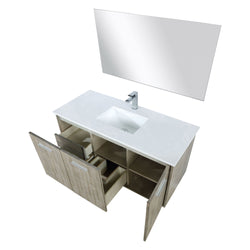 Lexora Collection Fairbanks 48 inch Rustic Acacia Bath Vanity, Cultured Marble Top, Faucet Set and 43 inch Mirror - Luxe Bathroom Vanities