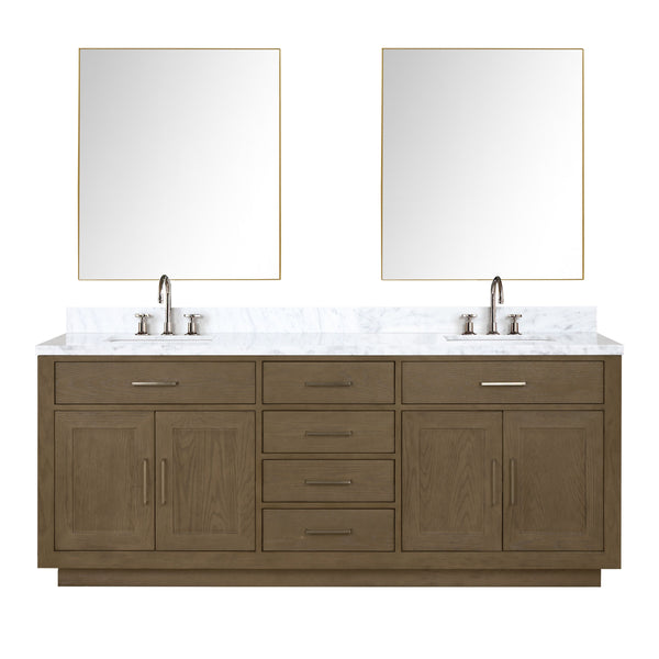 Lexora Collection Abbey 80 inch Double Bath Vanity and Carrara Marble Top - Luxe Bathroom Vanities