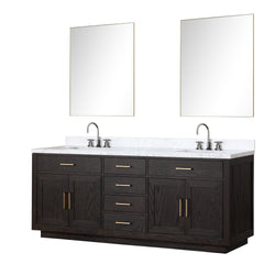 Lexora Collection Abbey 84 inch Double Bath Vanity and Carrara Marble Top - Luxe Bathroom Vanities