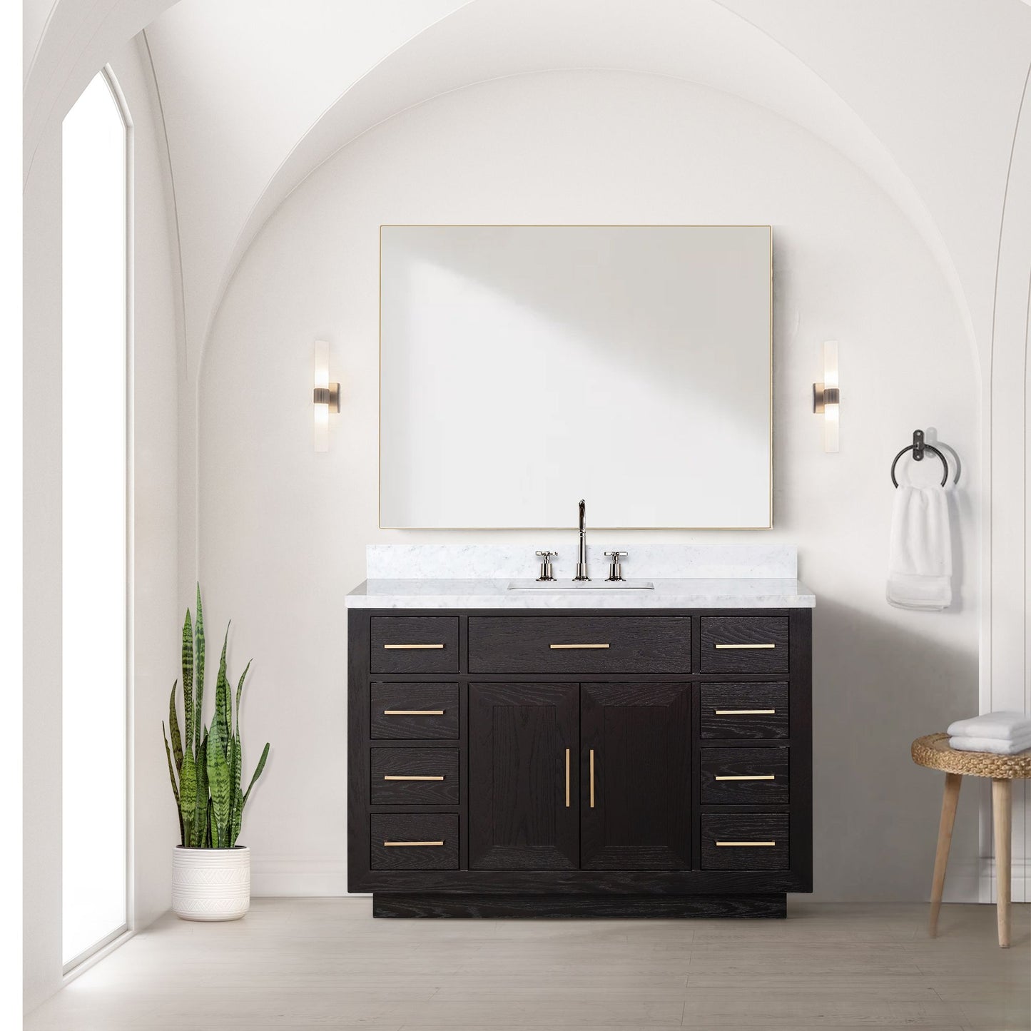 Lexora Collection Abbey 48 inch Single Bath Vanity and Carrara Marble Top - Luxe Bathroom Vanities