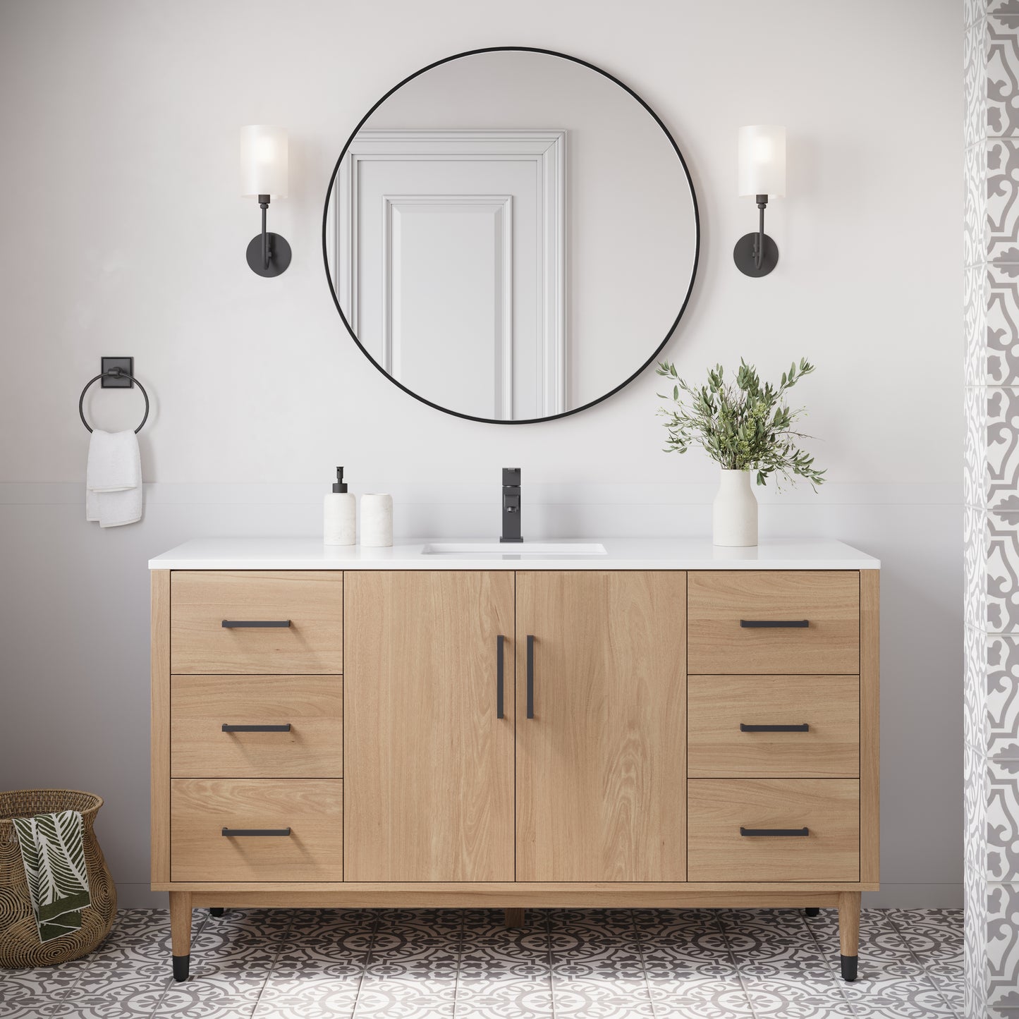 Fresca Sawyer Freestanding Bathroom Cabinet with Top & Sinks