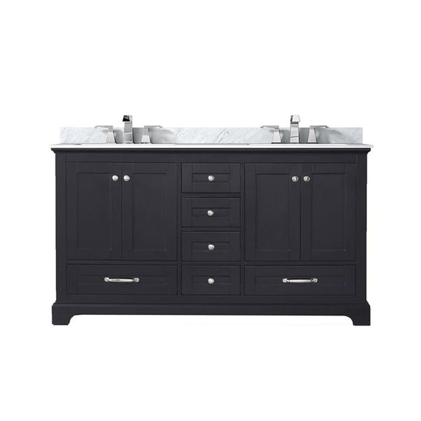 Lexora Collection Dukes 60 inch Double Bath Vanity, Marble Top, and Faucet Set - Luxe Bathroom Vanities