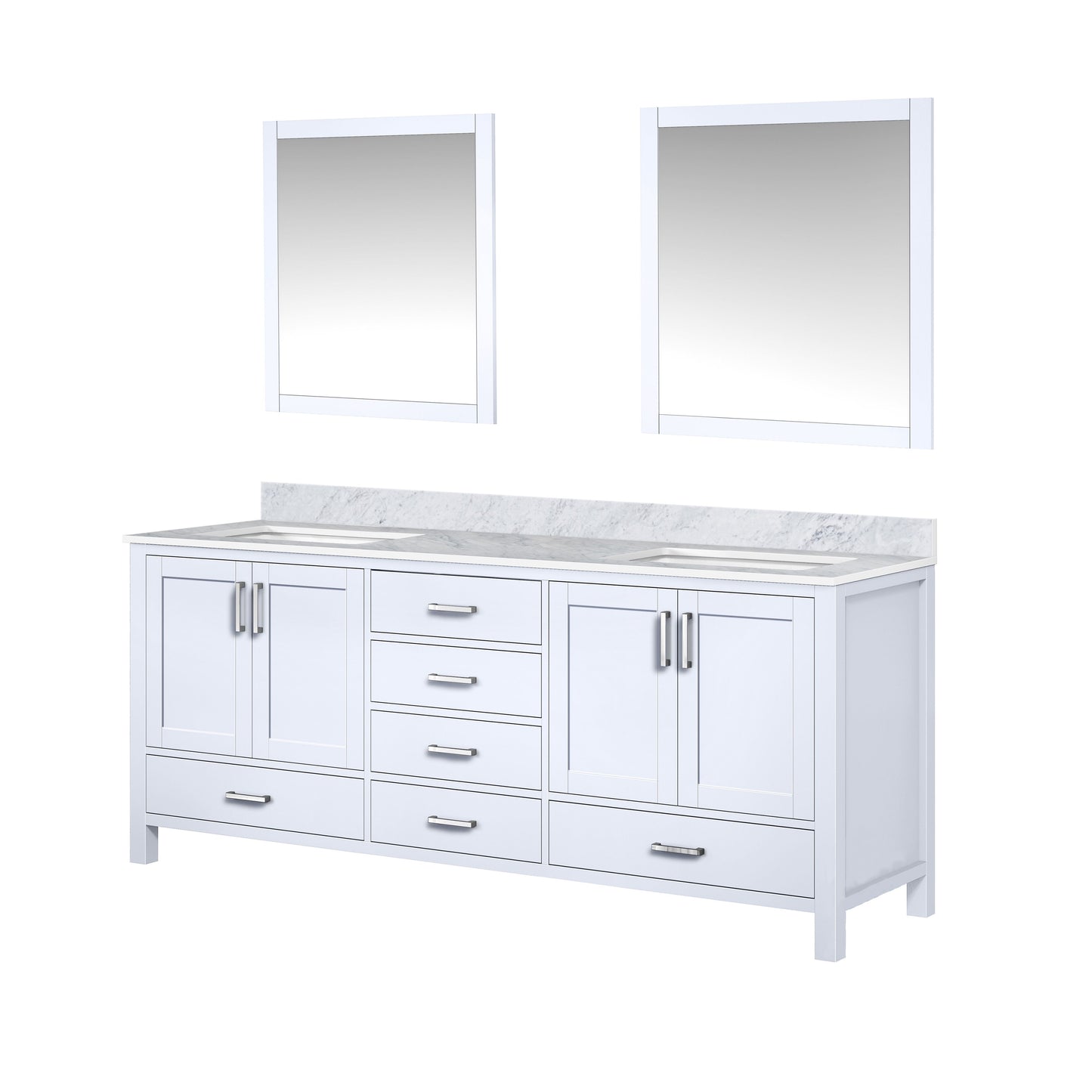 Lexora Collection Jacques 80 inch Double Bath Vanity, Top, and 30 inch Mirrors - Luxe Bathroom Vanities