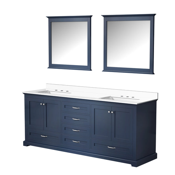 Lexora Collection Dukes 80 inch Double Bath Vanity, Top, and 30 inch Mirrors - Luxe Bathroom Vanities