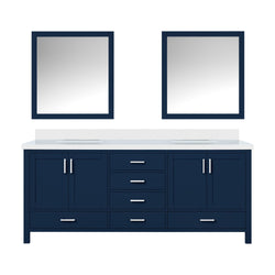 Lexora Collection Jacques 80 inch Double Bath Vanity, Top, and 30 inch Mirrors - Luxe Bathroom Vanities