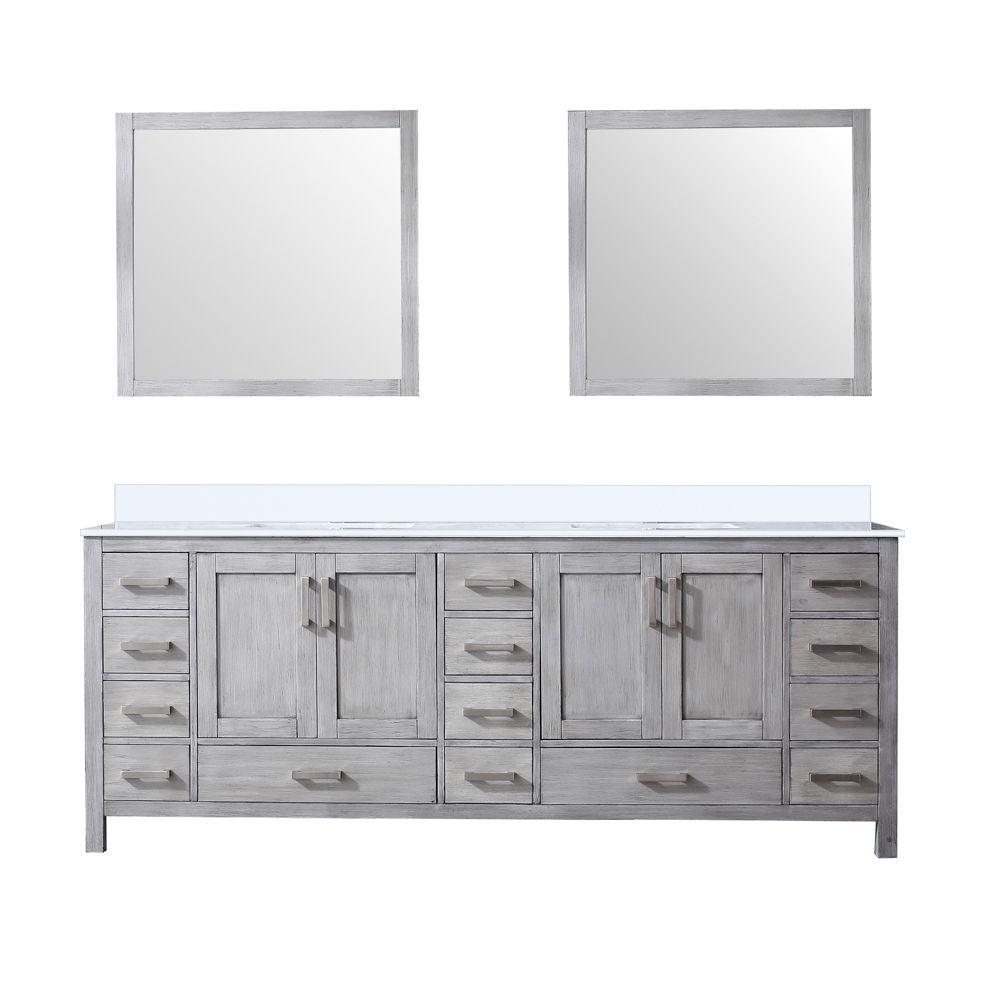 Lexora Collection Jacques 84 inch Double Bath Vanity, Top, and 34 inch Mirrors Set - Luxe Bathroom Vanities