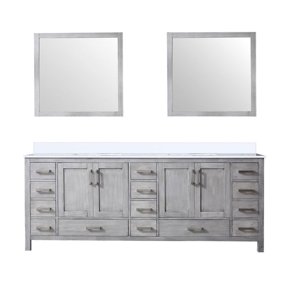 Lexora Collection Jacques 84 inch Double Bath Vanity, Top, and 34 inch Mirrors Set - Luxe Bathroom Vanities