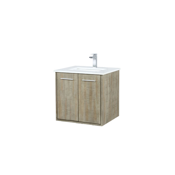 Lexora Collection Fairbanks 24 inch Rustic Acacia Bath Vanity, Cultured Marble Top and Faucet Set - Luxe Bathroom Vanities