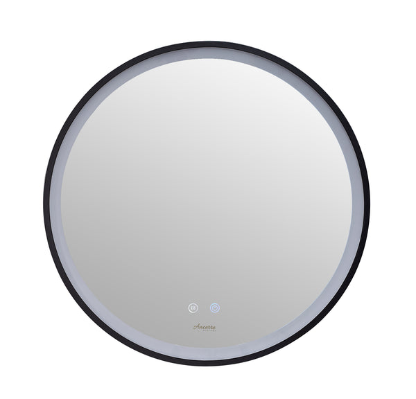 CIRQUE 24 in. Round LED Black Framed Mirror with Defogger and Dimmer