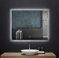 FRYSTA 48 in. x 40 in. LED Frameless Rectangualar Mirror with Dimmer and Defogger