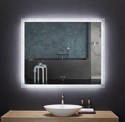 FRYSTA 36 in. x 40 in. LED Frameless Rectangular Mirror with Dimmer and Defogger