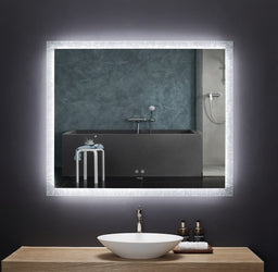 FRYSTA 48 in. x 40 in. LED Frameless Rectangualar Mirror with Dimmer and Defogger