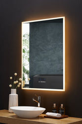 IMMERSION 30 in. x 40 in. LED Frameless Mirror with Bluetooth, Defogger and Digital Display