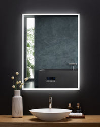 IMMERSION 30 in. x 40 in. LED Frameless Mirror with Bluetooth, Defogger and Digital Display