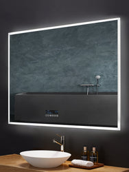 IMMERSION 36 in. x 40 in. LED Frameless Mirror with Bluetooth, Defogger  and Digital Display