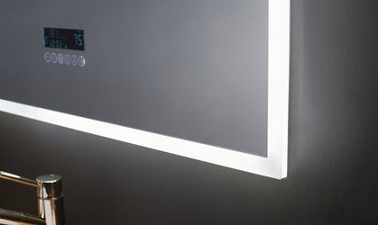 IMMERSION 30 in. x 40 in. LED Frameless Mirror with Bluetooth, Defogger and Digital Display