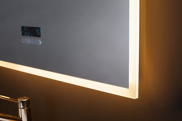 IMMERSION 30 in. x 40 in. LED Frameless Mirror with Bluetooth, Defogger and Digital Display