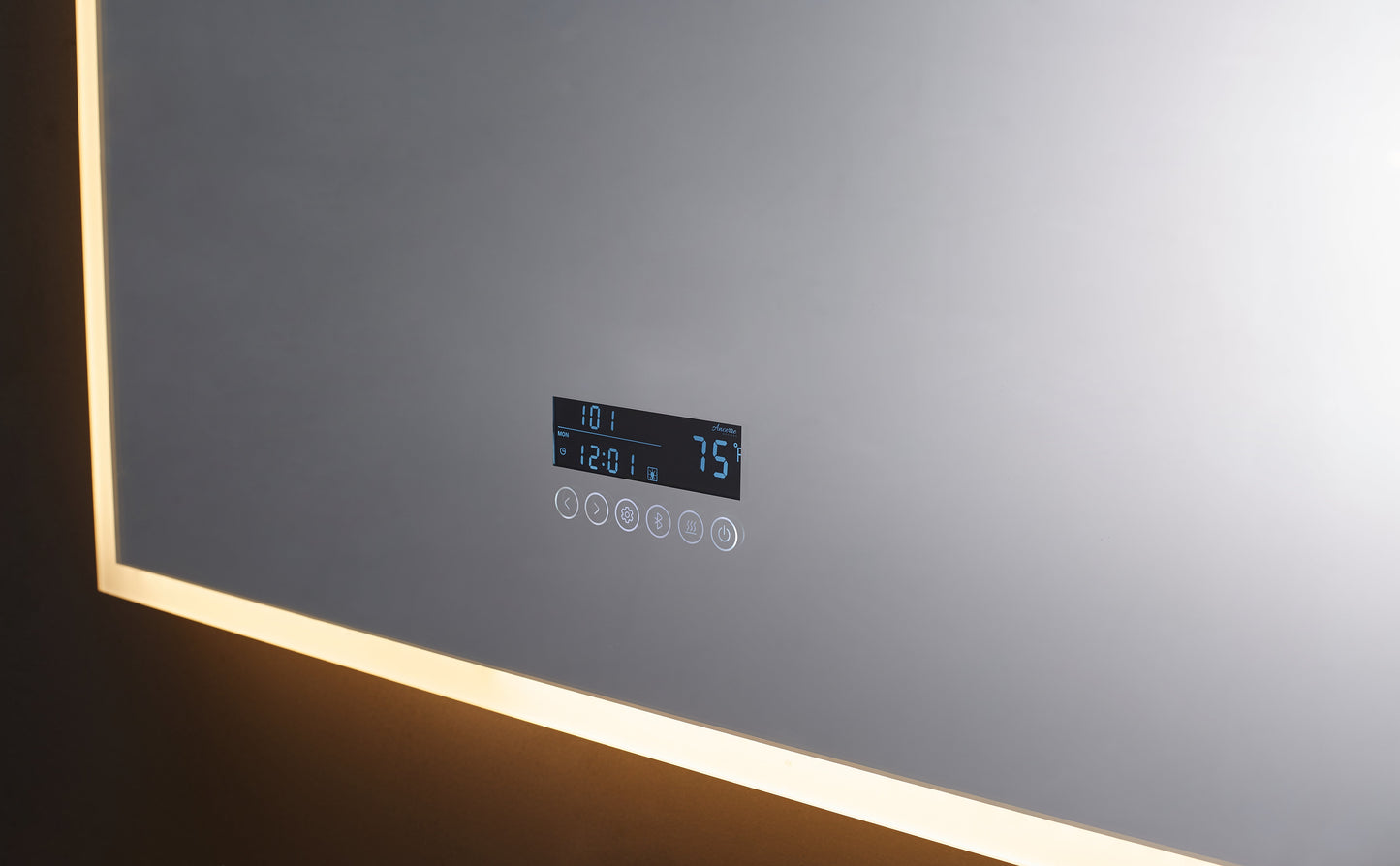 IMMERSION 36 in. x 40 in. LED Frameless Mirror with Bluetooth, Defogger  and Digital Display