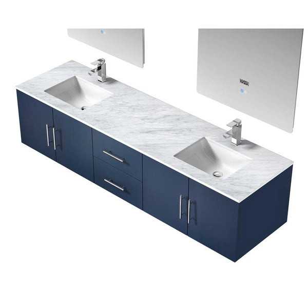 Lexora Collection Geneva 80 inch Double Bath Vanity, Top, Faucet Set, and 30 inch LED Mirrors - Luxe Bathroom Vanities