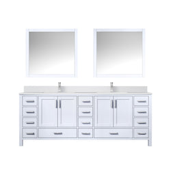 Lexora Collection Jacques 84 inch Double Bath Vanity, Top, Faucet Set, and 34 inch Mirrors - Luxe Bathroom Vanities