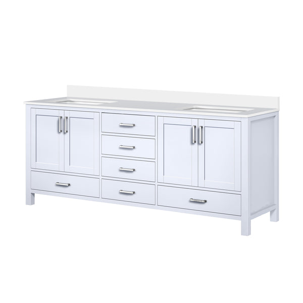 Lexora Collection Jacques 80 inch Double Bath Vanity and White Quartz Top - Luxe Bathroom Vanities