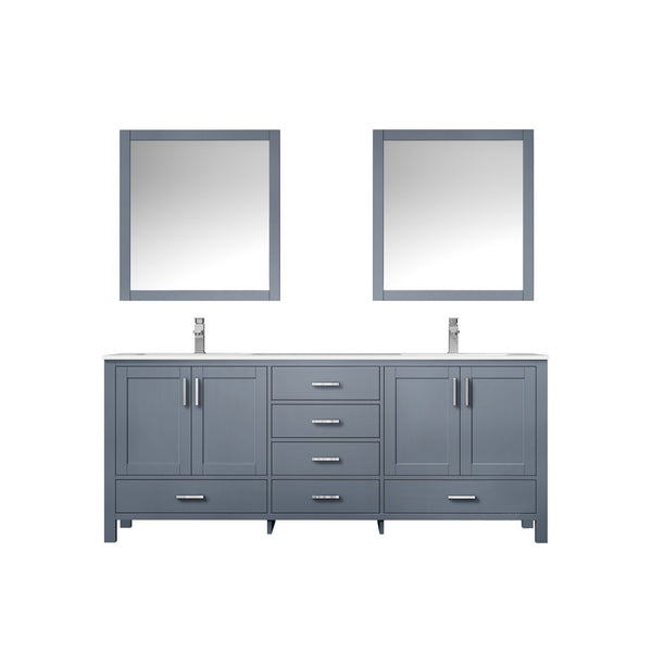 Lexora Collection Jacques 80 inch Double Bath Vanity, Top, and 30 inch Mirrors - Luxe Bathroom Vanities