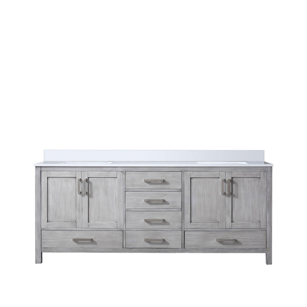 Lexora Collection Jacques 80 inch Double Bath Vanity and White Quartz Top - Luxe Bathroom Vanities