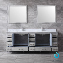 Lexora Collection Jacques 84 inch Double Bath Vanity, Top, and 34 inch Mirrors Set - Luxe Bathroom Vanities