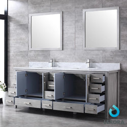 Lexora Collection Jacques 84 inch Double Bath Vanity, Top, and 34 inch Mirrors Set - Luxe Bathroom Vanities