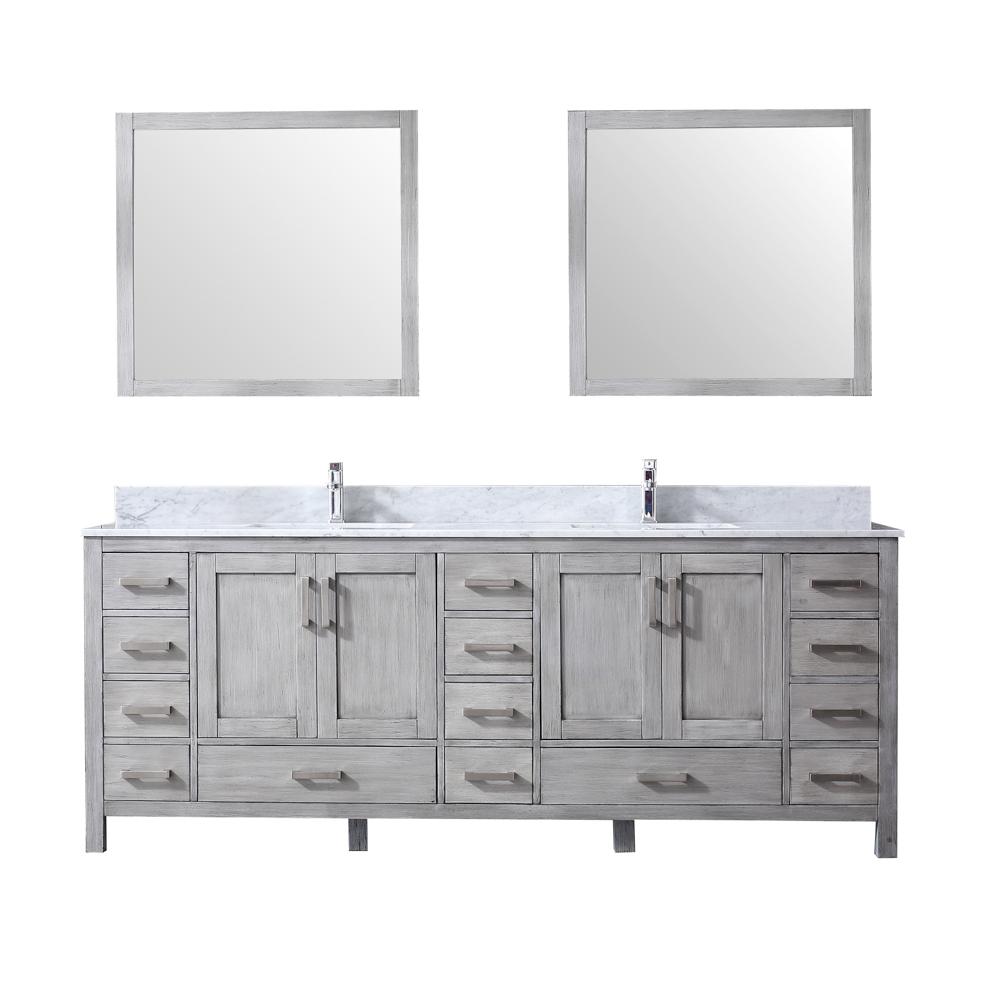 Lexora Collection Jacques 84 inch Double Bath Vanity, Top, and 34 inch Mirrors Set - Luxe Bathroom Vanities