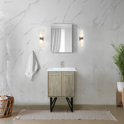 Lexora Collection Lancy 24 inch Rustic Acacia Bath Vanity and White Quartz Top - Luxe Bathroom Vanities