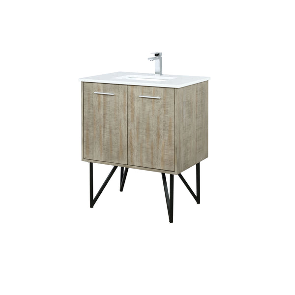 Lexora Collection Lancy 30 inch Rustic Acacia Bath Vanity, Cultured Marble Top and Faucet Set - Luxe Bathroom Vanities